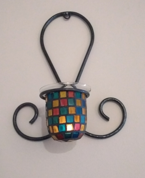 Vintage Multi-Color Mosaic Candle Holder - Picture 3 of 14